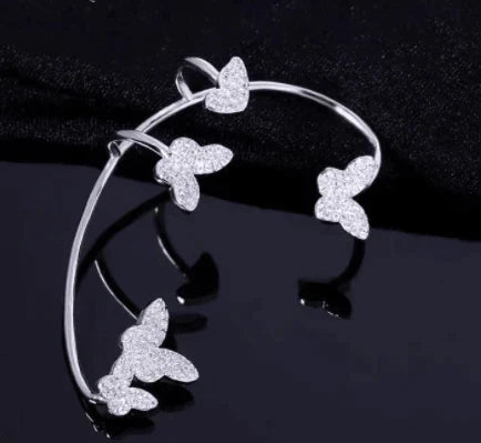 Full Diamond Butterfly Earrings Female Temperament Without Pierced Super Fairy