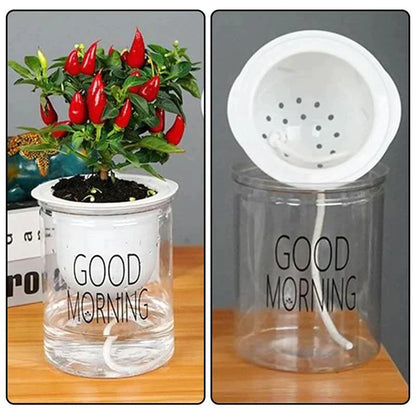 2-Layer Plant Pot Self-watering Pots with Water Container Round Decorative Flower Pot and planter for Garden and Home Decoration