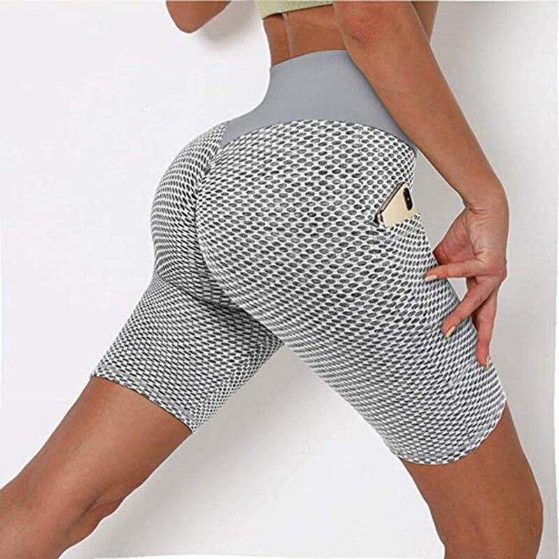 Sexy Women's Sports High Waist Shorts Pockets Leggings Push Up Gym Jogging Running Shorts